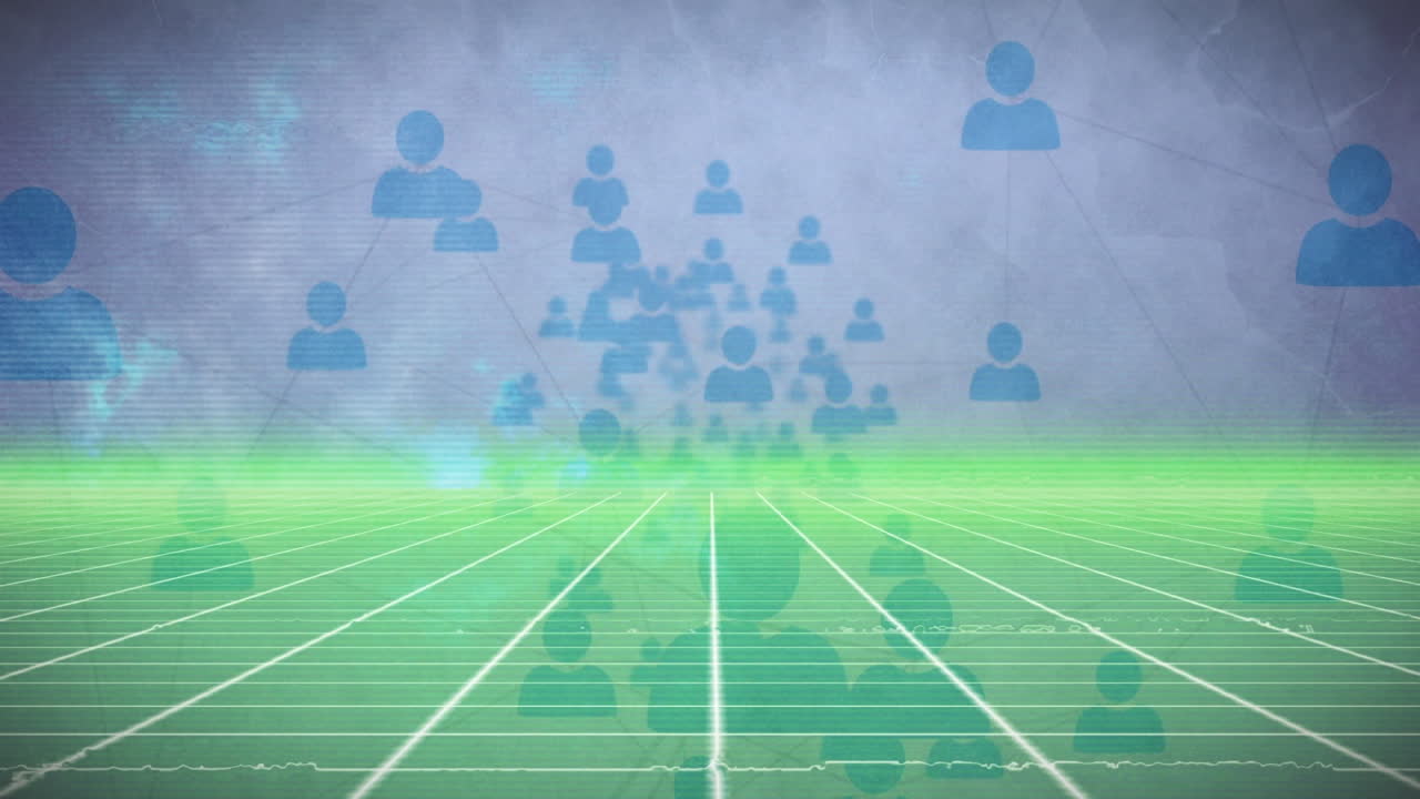 파란색 배경에 연결 네트워크의 애니메이션