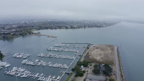 Sailboats-in-their-slips-in-the-marina-on-a-rainy-day