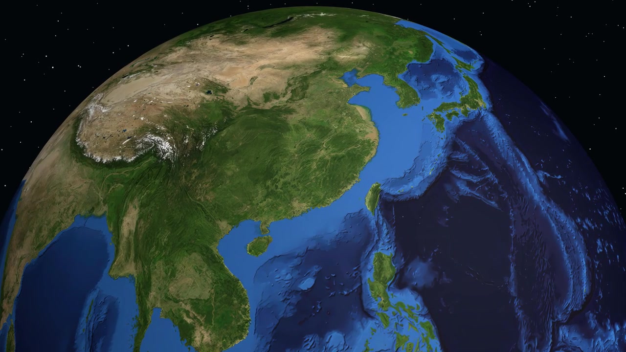 Un'animazione digitale zooma dallo spazio profondo a una vista dettagliata della mappa di Ganzhou, Cina.