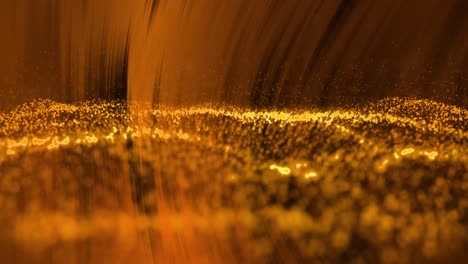 animation of orange light over undulating golden particles on black background