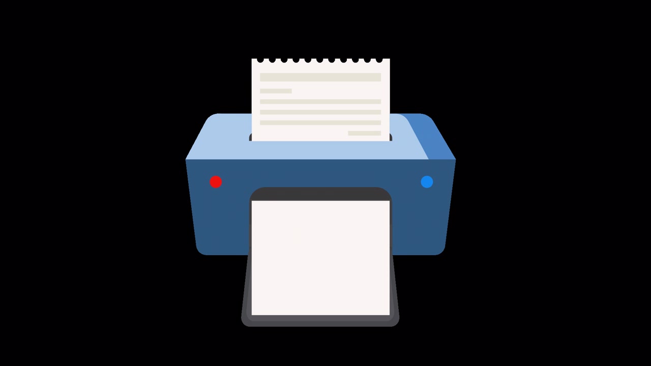 Animated Flat Design Icon of a Printer Printing Paper