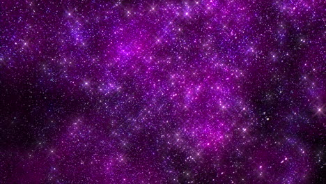 Fliegende-Und-Glänzende-Violette-Sterne-Mit-Glitzern-In-Einer-Dunklen-Galaxie