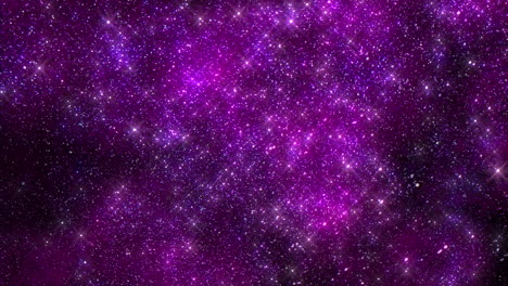 flying and shiny purple stars with glitters in dark galaxy