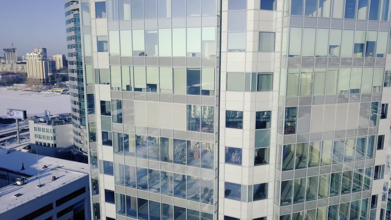 겨울의 현대 도시 스카이 라인