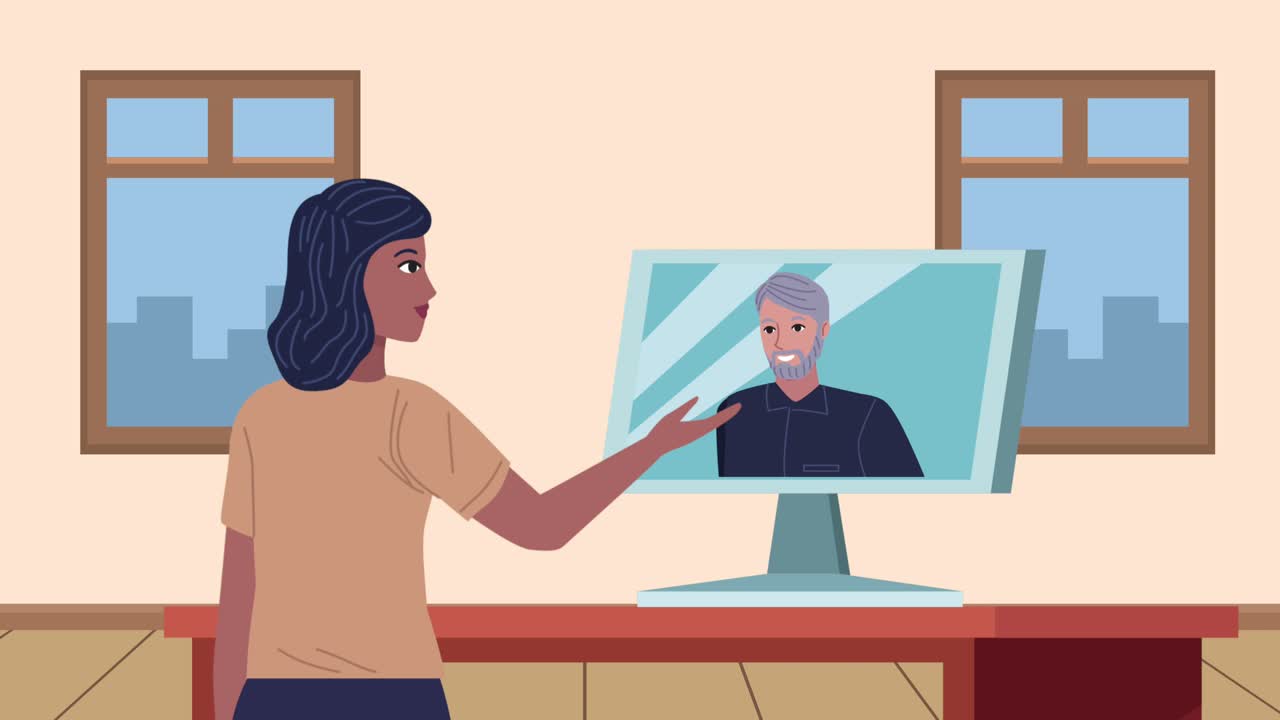 elegant business workers in video conference