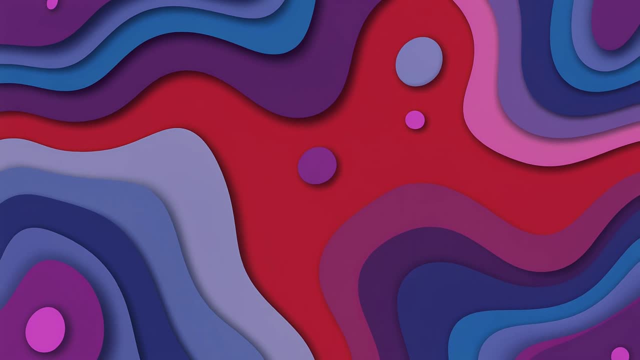 Animazione astratta colorata di forme ondulate a strati