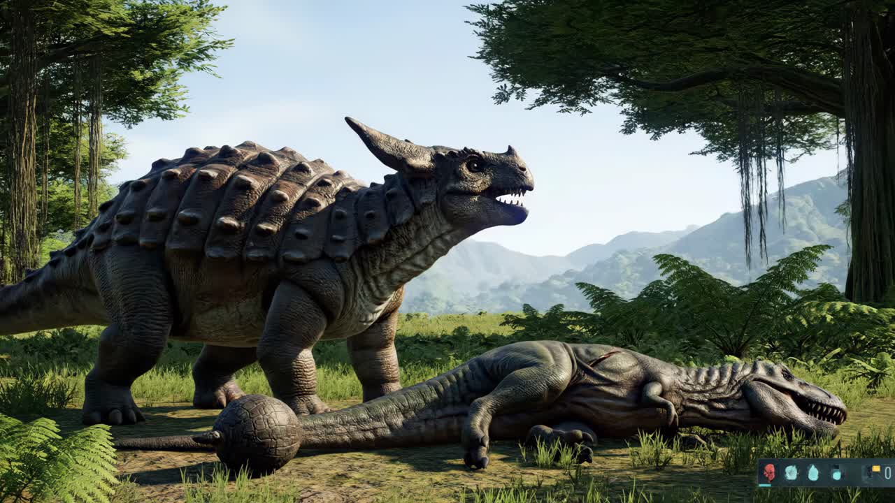 Ankylosaurus vs. Tyrannosaurus Rex Dinosaur Fight