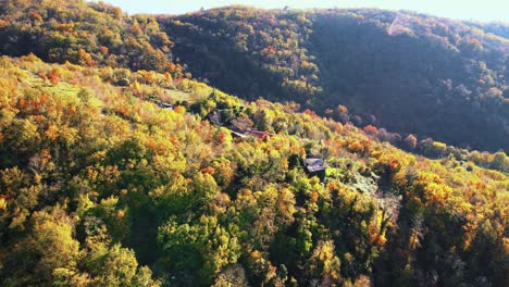 Aerial-4K-drone-video-unveils-the-haunting-beauty-of-Slapnik,-an-abandoned-village-in-Brda,-Slovenia