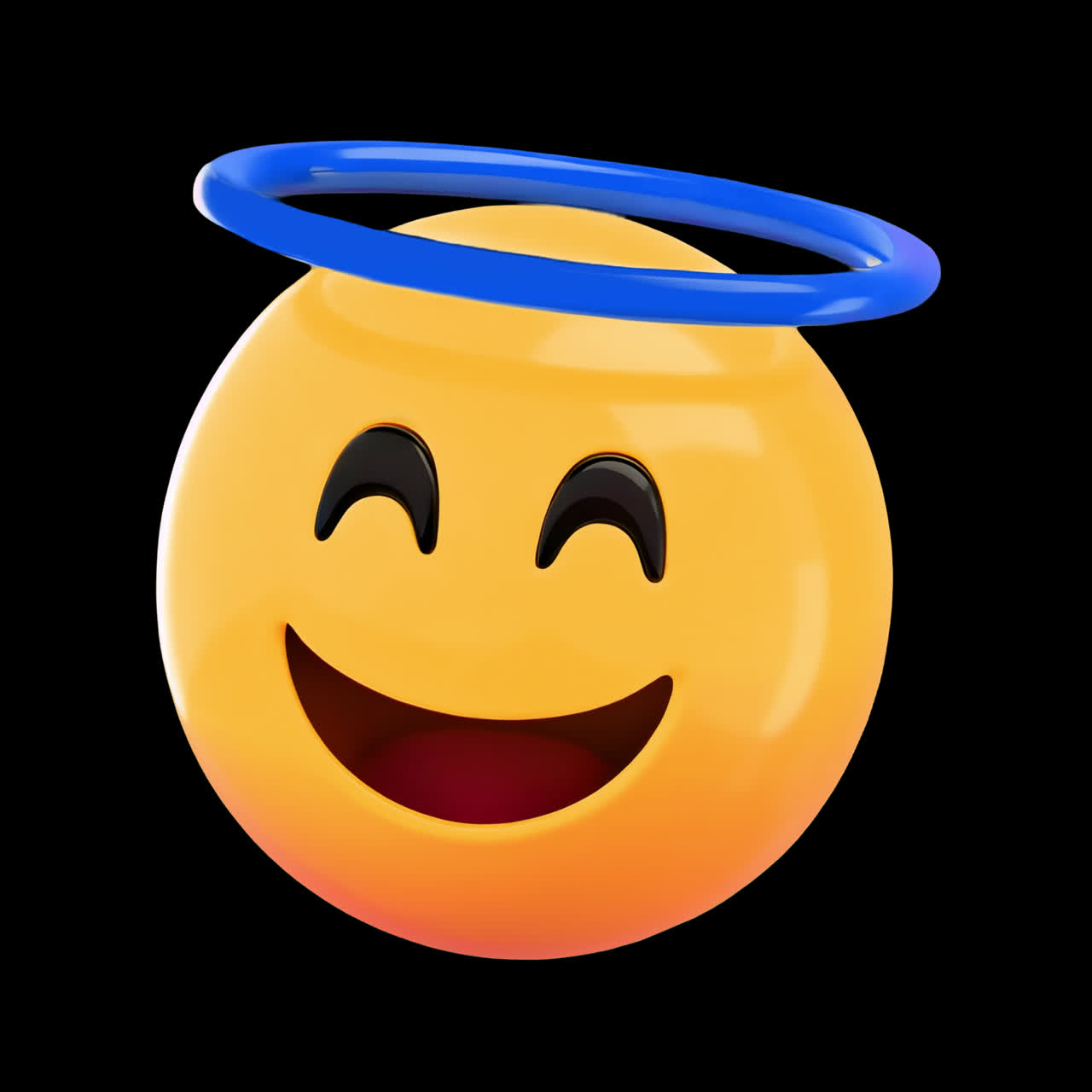 Animação alegre de ícone de emoji angelical isolado, vídeos em 4K transparentes, canal alfa, ProRes 4444