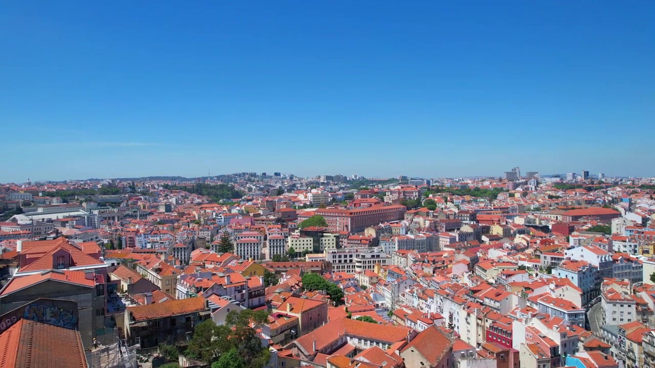 Vista aerea del paesaggio urbano di Lisbona, Portogallo