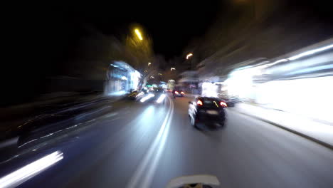 hyper lapse of a night motorcycle ride in athens, greece