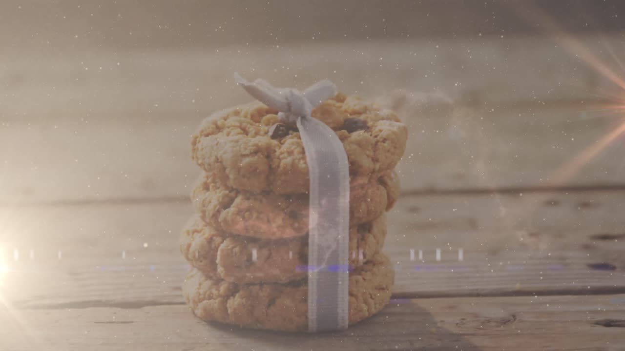 크리스마스 쿠키 위에 빛의 트레일의 애니메이션