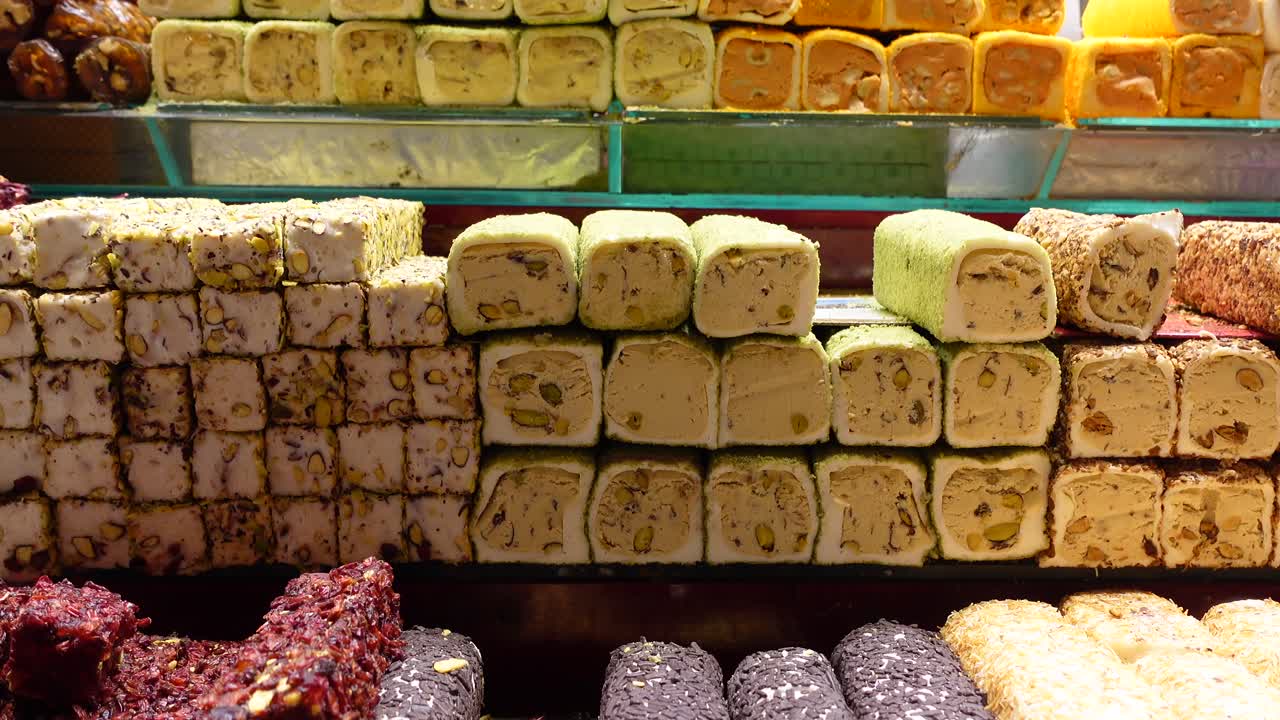 Close-up of Turkish Delight on Display in a Shop