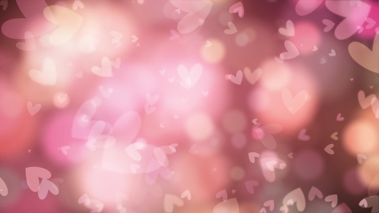 3d hermoso resplandor rosa corazón bokeh y desfocado bokeh fondo de luz. abstracto caída hermoso corazón fondo de animación de bucle 4k para el día de san valentín, día de san valentine, día de la boda