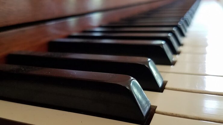 Old Piano Keys Close Up