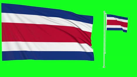 Greenscreen-Schwenkt-Costa-Rica-Flagge-Oder-Fahnenmast