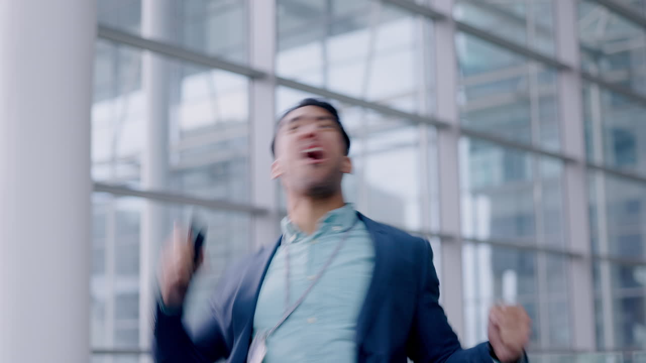 사업가, 전화 및 승리 축하