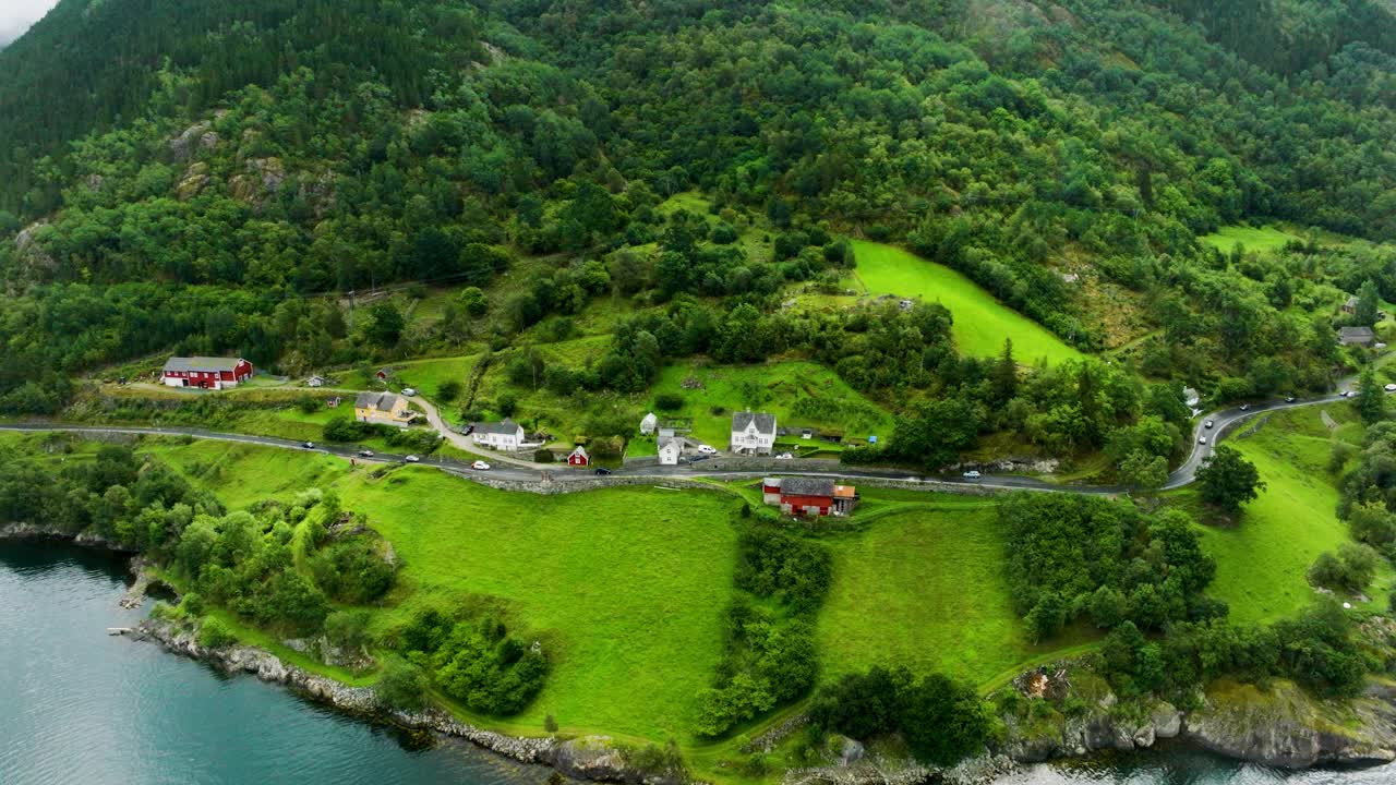 Aerial view of a beautiful fjord in Norway