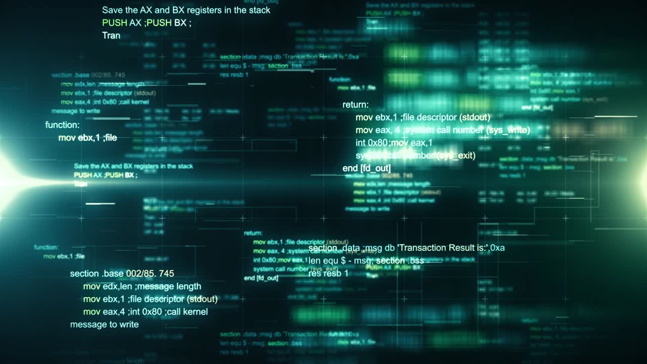 Computer code abstract background. Seamless loop.