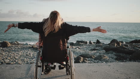 woman in wheelchair enjoying the seaside view