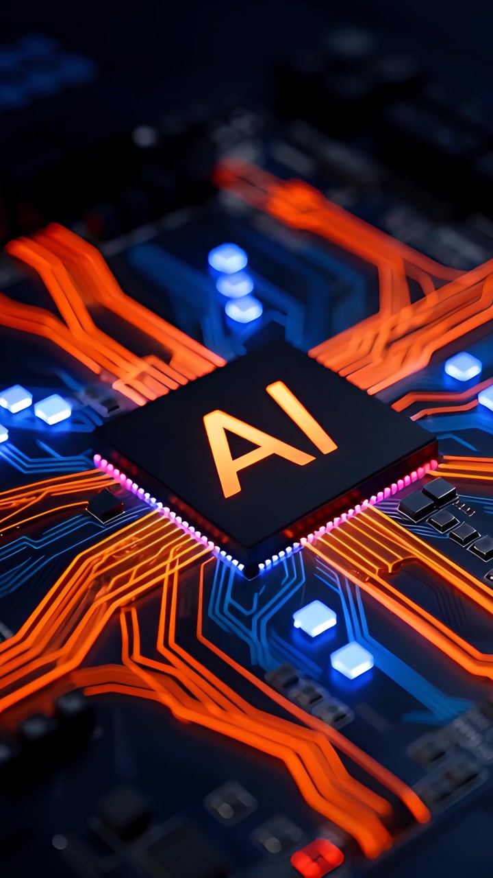 Futuristic AI Chip Motherboard Technology Background 4K
