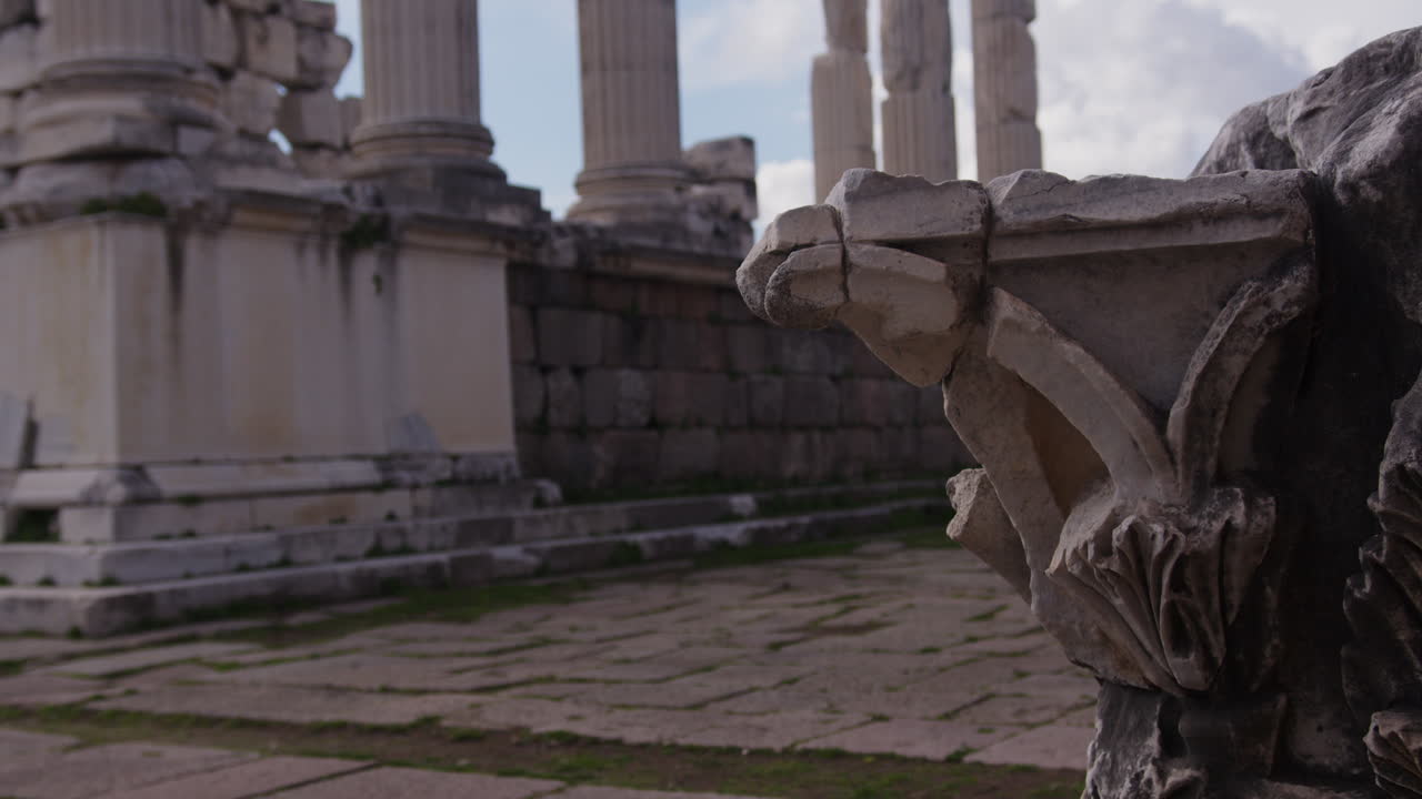 Close up of an ancient stone corner in Pergamum