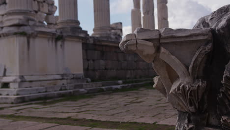 close up of an ancient stone corner in pergamum