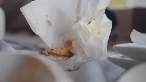 dirty tissue on table
