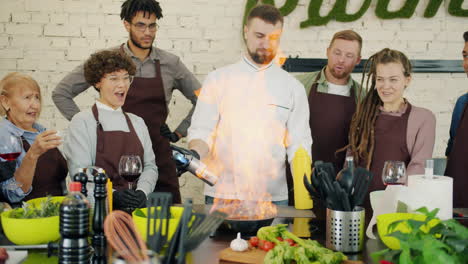 cooking class with fire demonstration
