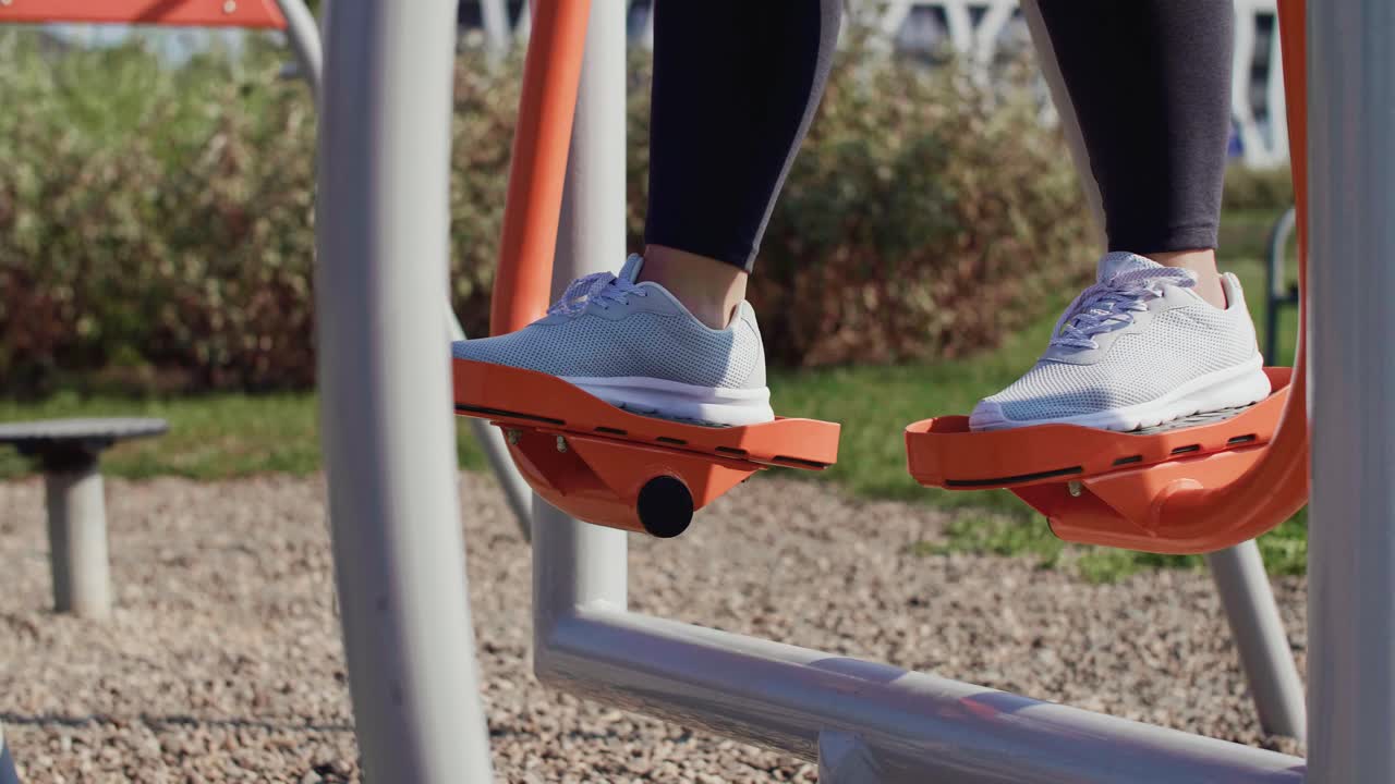 Side view of athlete's legs