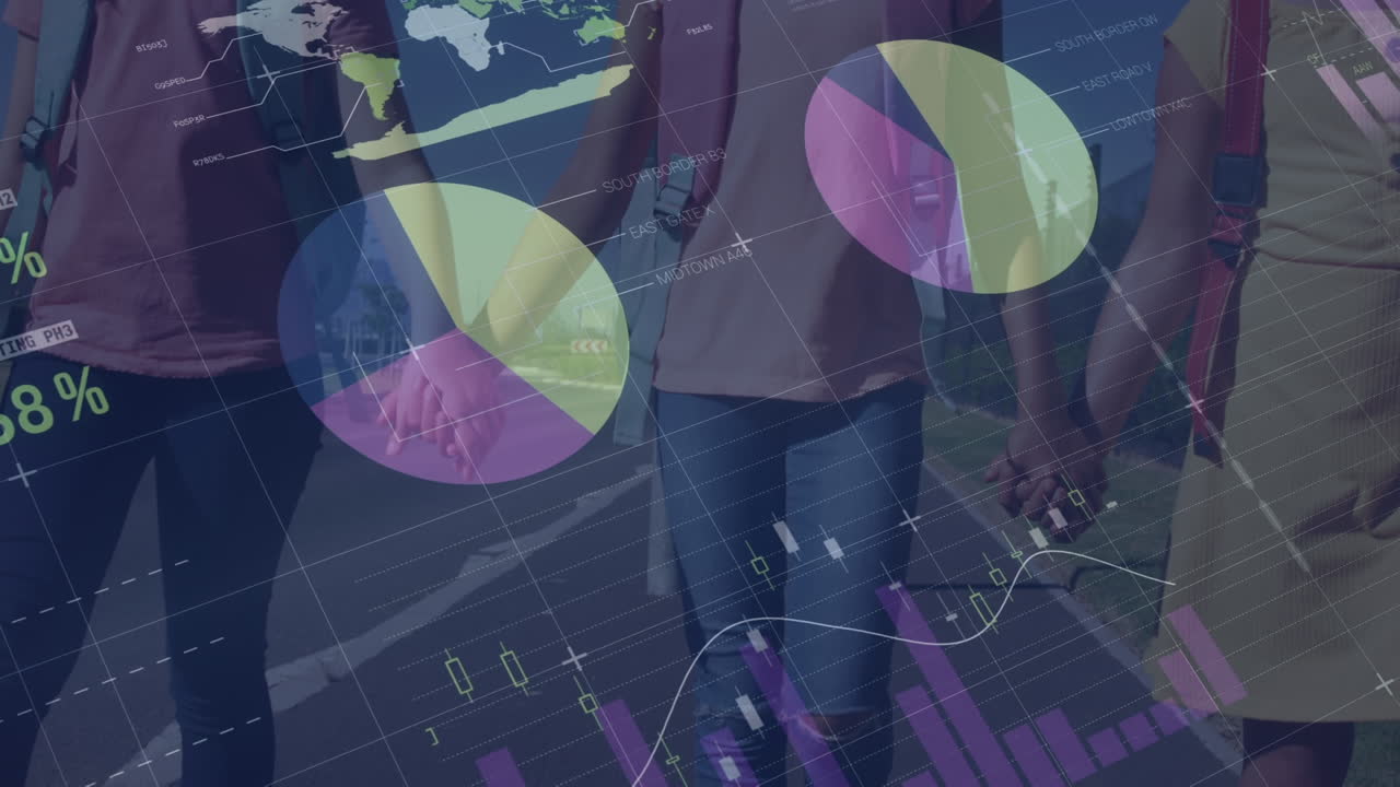 animación del procesamiento de datos financieros en diversos escolares