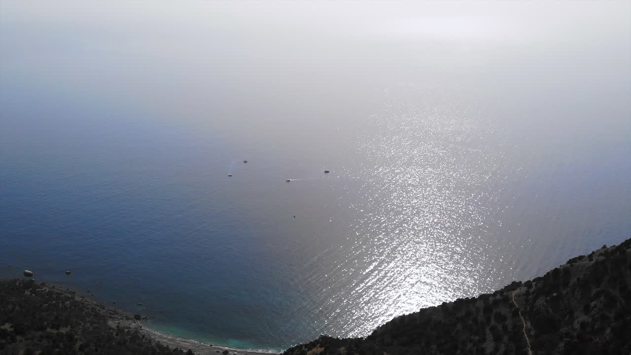 Aerial view of the sea with boats