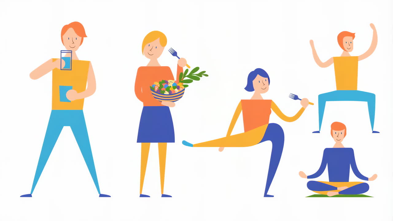Illustration of Healthy Lifestyle and Wellness Activities