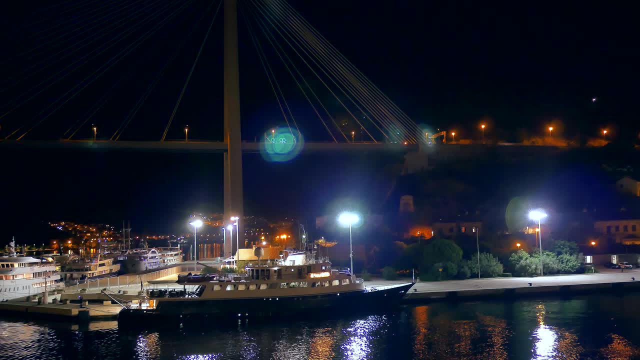 night shot of Croatia, Dubrovnik old town from top of a cruise ship