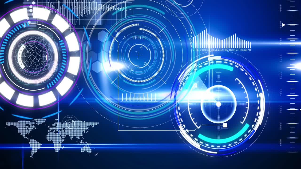 디지털 화면을 통해 스캔 및 데이터 처리 스 ⁇ 의 애니메이션