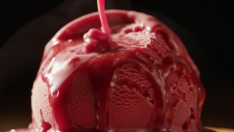 indulge in the decadent experience of melted ice cream drizzled with rich topping, captured in stunning detail to illuminate its creamy, irresistible texture