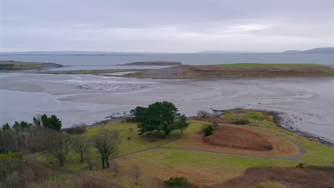 Dynamic aerial orbit of Rusheen Bay showcasing the stunning Galway coastline, Ireland
