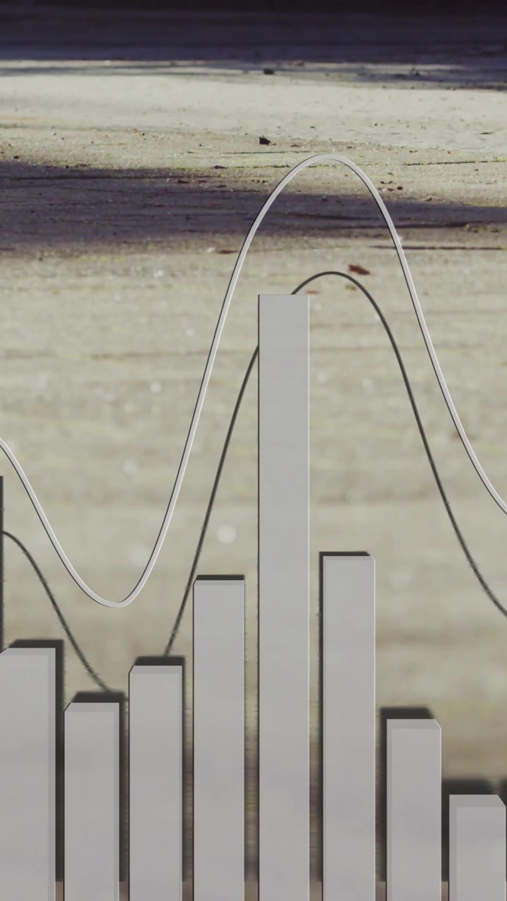 Bar graph animation over textured ground with shadows and scattered debris