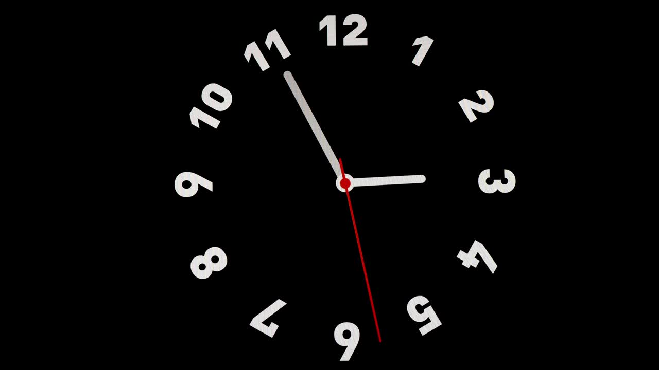 lapso de tiempo del reloj en fondo negro y movimiento de las agujas del reloj