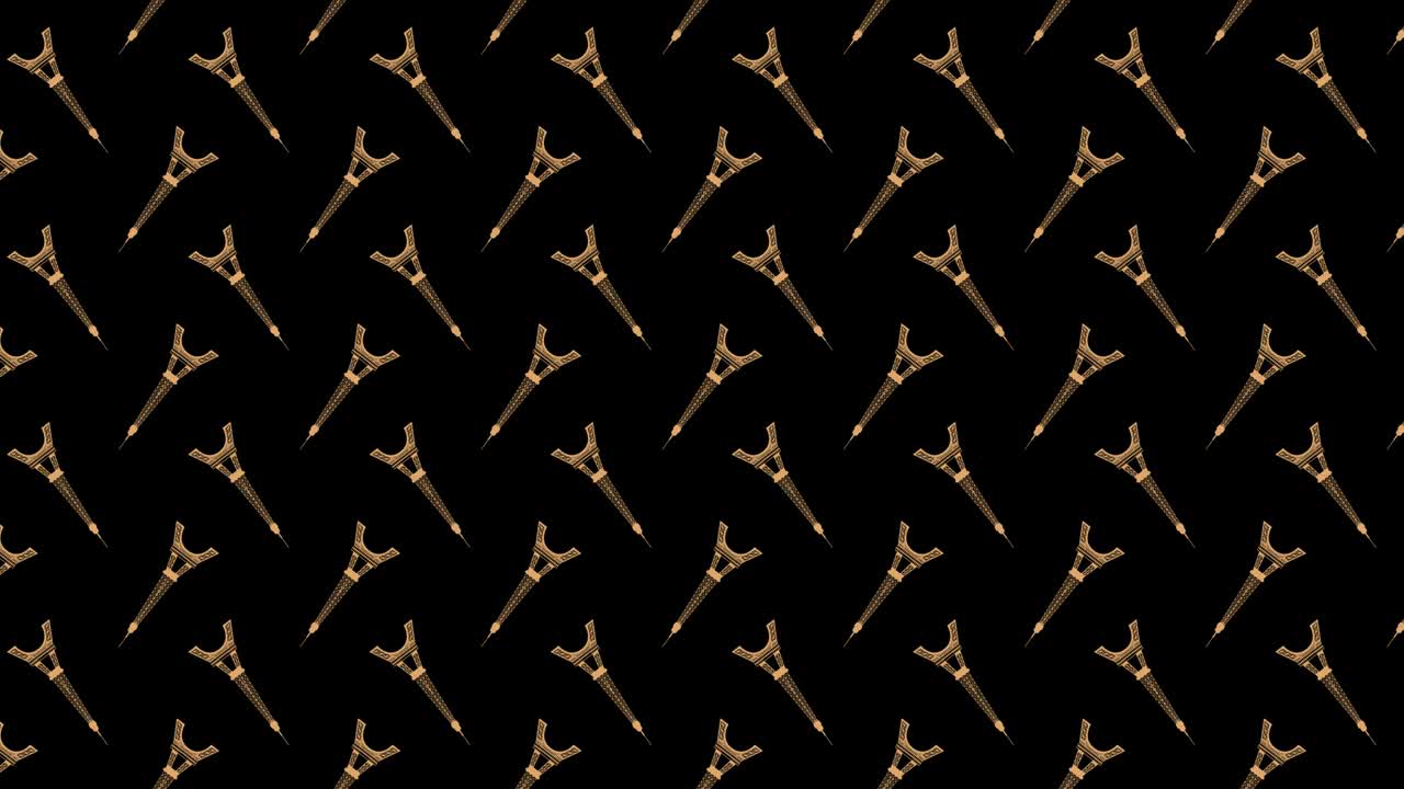 la torre eiffel gira, animación en bucle. símbolo de parís, francia. las doradas eiffel. composición horizontal, calidad de video 4k