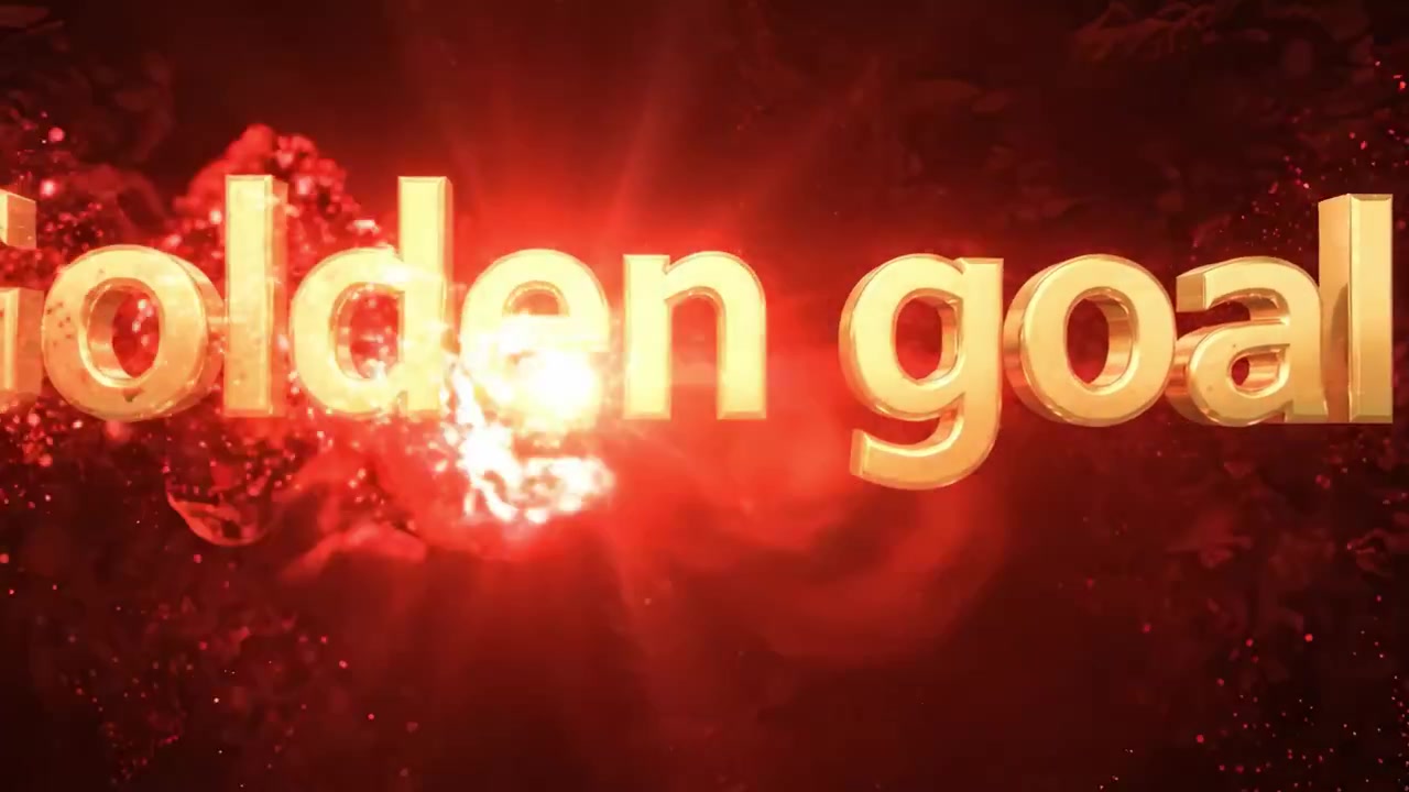 Denne visuelt slående repræsentation af et 'Golden Goal' indfanger spændingen og intensiteten forbundet med at opnå et afgørende øjeblik inden for sport eller konkurrence.