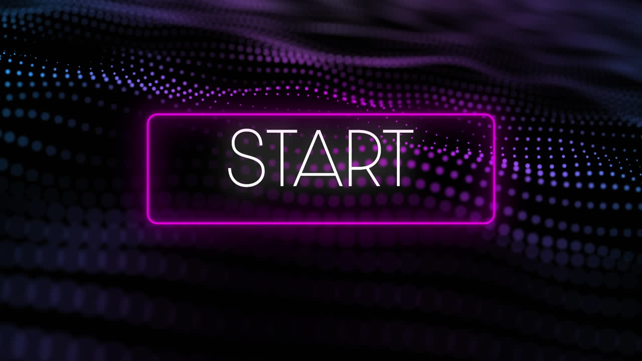 Animation of start text and spots over black background