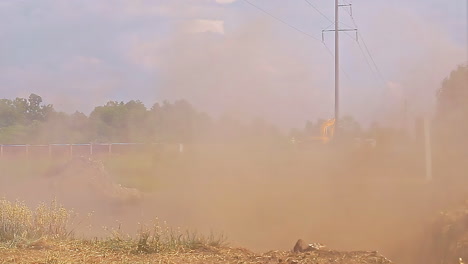 static view of an explosive blast in a construction site in the field