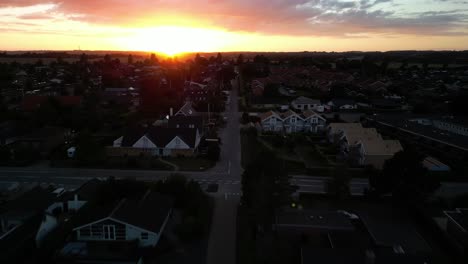 aerial sunset flyover danish neighborhood