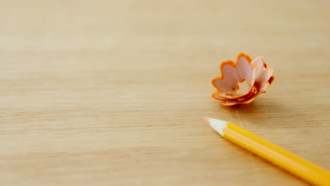 Close-up-of-yellow-colored-pencil-with-shavings