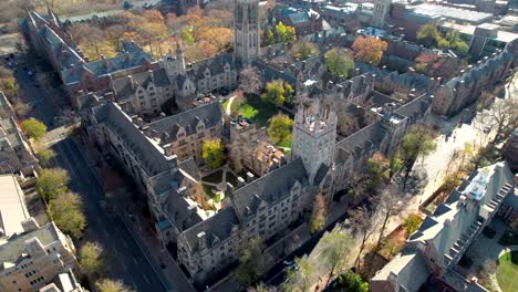 saybrook college at yale university, aerial view over college and new haven