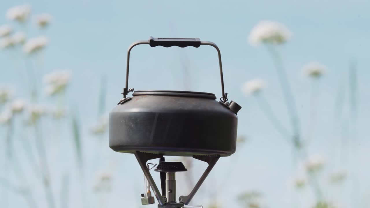 Using a Portable Camp Burner to Heat Water Vangsvik, Norway - Close Up