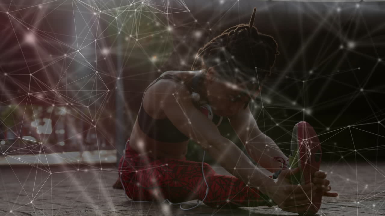 야외 운동을 하는 여성에 대한 연결 네트워크의 활성화