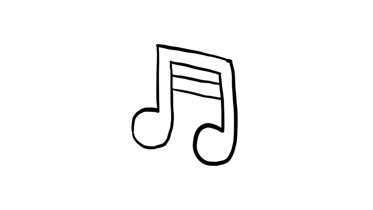 Loopable hand-drawn animated music sign on white background - 4k Motion Graphic
