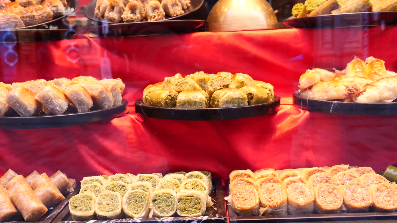 exhibición de baklava turca